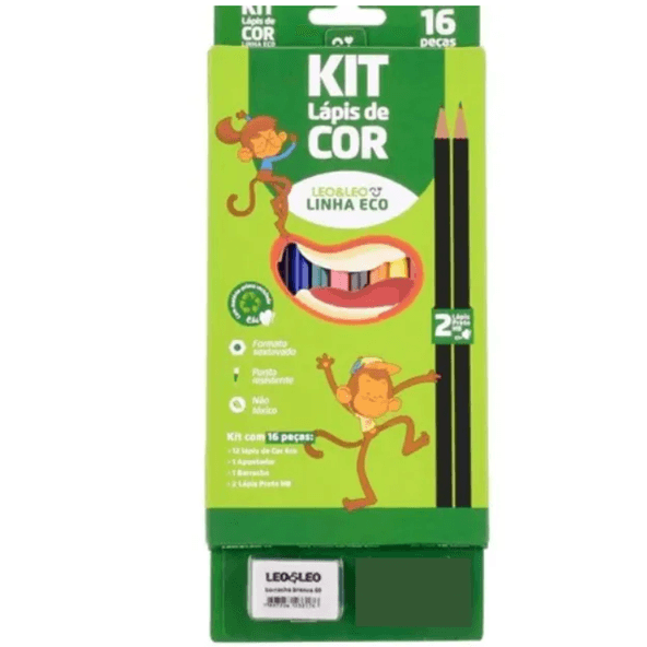 Kit Escolar Leo e Leo Ecológico mas 2 Lápis Preto 1 Apontador 1 Borracha.png